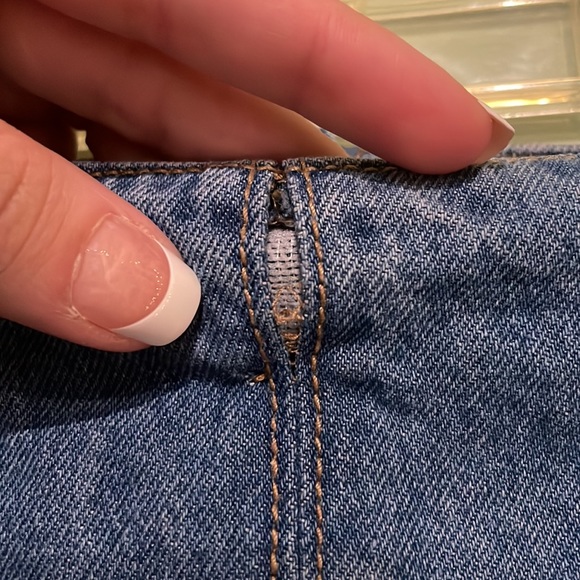 Denim Skirt with Daisy Embroidery - Picture 3 of 7